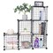 Cube Storage Organizer,6 Cube Closet Organizers and Storage,Wire Metal Grids Bookshelf,Stackable Modular Shelves,Cube Storage Organizer Bins for Home,Office,Kids Room,Black